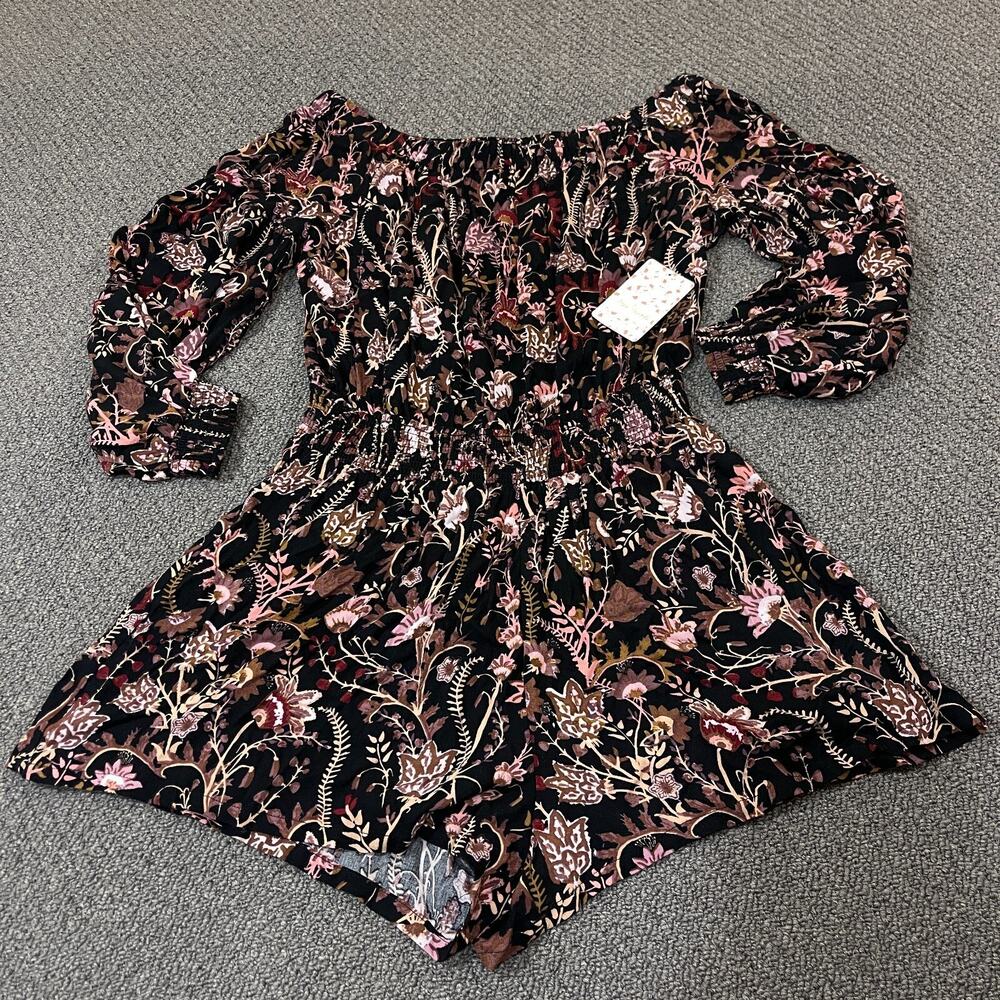 Free People Romper Jumpsuit Womens Medium M Floral Boho Paisley Hippie Y2K - Picture 1 of 8